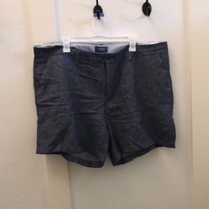 Cotton/linen blend denim colored shorts